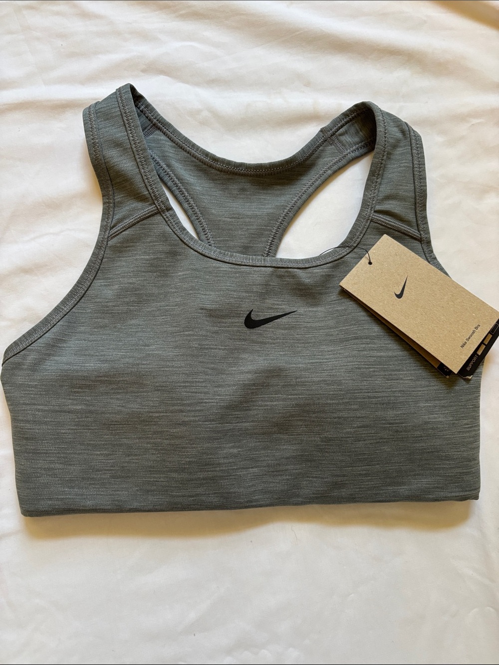 [NWT] Nike Dri-FIT Medium-Support Swoosh Sports Bra in Heather Gray!